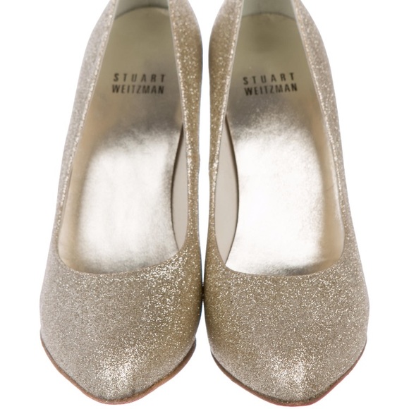 Stuart Weitzman Gold Glitter Pumps - Picture 3 of 6